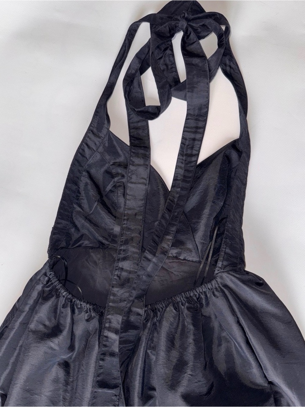 FREE PEOPLE Isabel Maxi Dress Black Sz S volume Ruffle Taffeta Open Bow Back - Picture 4 of 8